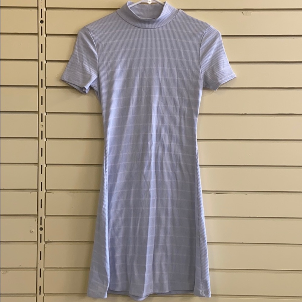 Mock neck striped mini dress